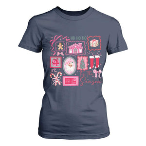 Pink Christmas T Shirt For Women Old Xmas Vintage Pink Santa Claus TS10 Navy Print Your Wear