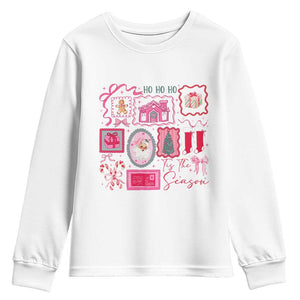 Pink Christmas Youth Sweatshirt Old Xmas Vintage Pink Santa Claus TS10 White Print Your Wear