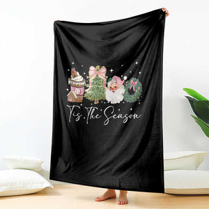 Christmas Tis The Season Throw Blanket Cute Winter Old Xmas Vintage Pink Santa Claus TS10 Print Your Wear