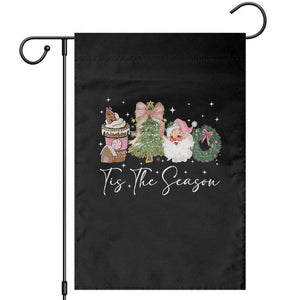 Christmas Tis The Season Garden Flag Cute Winter Old Xmas Vintage Pink Santa Claus TS10 Black Print Your Wear