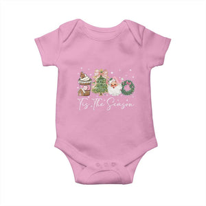 Christmas Tis The Season Baby Onesie Cute Winter Old Xmas Vintage Pink Santa Claus TS10 Light Pink Print Your Wear