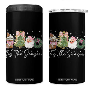 Christmas Tis The Season 4 in 1 Can Cooler Tumbler Cute Winter Old Xmas Vintage Pink Santa Claus TS10 One Size: 16 oz Black Print Your Wear