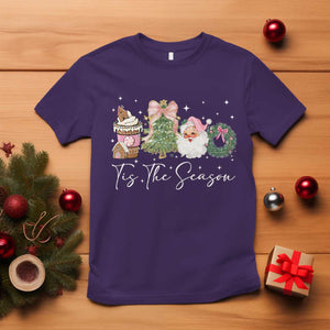 Christmas Tis The Season T Shirt Cute Winter Old Xmas Vintage Pink Santa Claus TS10 Purple Print Your Wear
