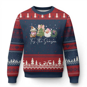 Christmas Tis The Season Ugly Christmas Sweater Cute Winter Old Xmas Vintage Pink Santa Claus TS10 Navy Red Print Your Wear