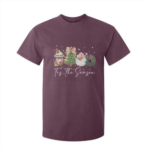 Christmas Tis The Season T Shirt For Kid Cute Winter Old Xmas Vintage Pink Santa Claus TS10 Maroon Print Your Wear