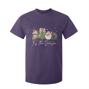 Christmas Tis The Season T Shirt For Kid Cute Winter Old Xmas Vintage Pink Santa Claus TS10 Purple Print Your Wear