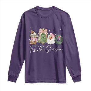 Christmas Tis The Season Long Sleeve Shirt Cute Winter Old Xmas Vintage Pink Santa Claus TS10 Purple Print Your Wear
