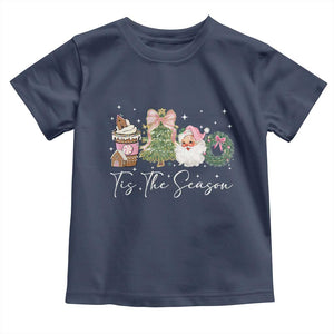 Christmas Tis The Season Toddler T Shirt Cute Winter Old Xmas Vintage Pink Santa Claus TS10 Navy Print Your Wear
