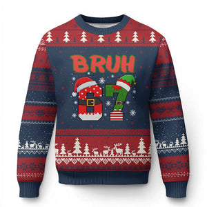 67 Xmas Ugly Christmas Sweater Six Seven Bruh Funny Boys Kids Meme Pajamas Gen Alpha Slang TS10 Navy Red Print Your Wear