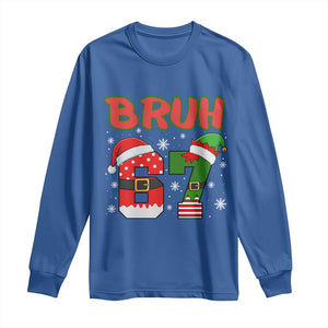 67 Christmas Long Sleeve Shirt Six Seven Bruh Funny Boys Kids Meme Pajamas Gen Alpha Slang TS10 Royal Blue Print Your Wear