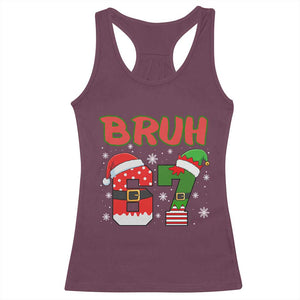 67 Christmas Racerback Tank Top Six Seven Bruh Funny Boys Kids Meme Pajamas Gen Alpha Slang TS10 Maroon Print Your Wear