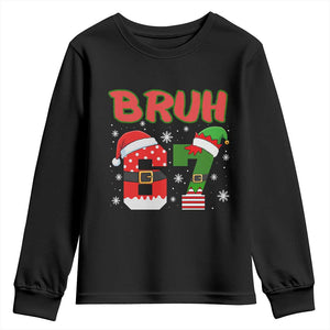 67 Christmas Youth Sweatshirt Six Seven Bruh Funny Boys Kids Meme Pajamas Gen Alpha Slang TS10 Black Print Your Wear