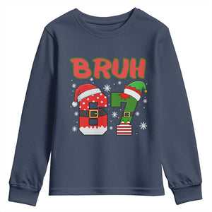 67 Christmas Youth Sweatshirt Six Seven Bruh Funny Boys Kids Meme Pajamas Gen Alpha Slang TS10 Navy Print Your Wear