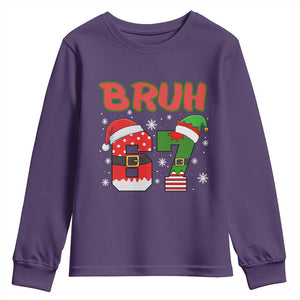 67 Christmas Youth Sweatshirt Six Seven Bruh Funny Boys Kids Meme Pajamas Gen Alpha Slang TS10 Purple Print Your Wear