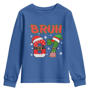 67 Christmas Youth Sweatshirt Six Seven Bruh Funny Boys Kids Meme Pajamas Gen Alpha Slang TS10 Royal Blue Print Your Wear