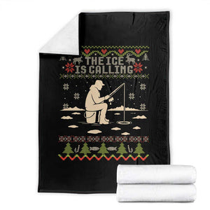 Funny Christmas Ice Fishing Throw Blanket Merry Fishmas Fish Fishing Ugly Xmas TS10 Black Print Your Wear