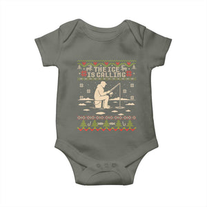 Funny Christmas Ice Fishing Baby Onesie Merry Fishmas Fish Fishing Ugly Xmas TS10 Military Green Print Your Wear