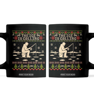 Funny Christmas Ice Fishing Coffee Mug Merry Fishmas Fish Fishing Ugly Xmas TS10 Black Print Your Wear