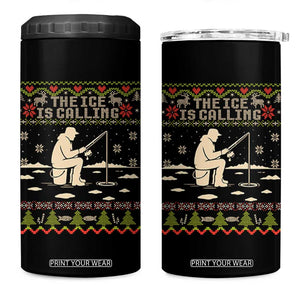 Funny Christmas Ice Fishing 4 in 1 Can Cooler Tumbler Merry Fishmas Fish Fishing Ugly Xmas TS10 One Size: 16 oz Black Print Your Wear