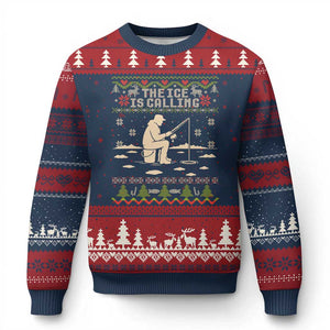 Funny Xmas Ice Fishing Ugly Christmas Sweater Merry Fishmas Fish Fishing Ugly Xmas TS10 Navy Red Print Your Wear
