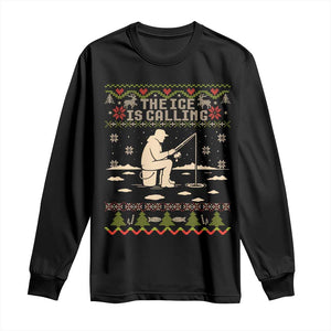 Funny Christmas Ice Fishing Long Sleeve Shirt Merry Fishmas Fish Fishing Ugly Xmas TS10 Black Print Your Wear
