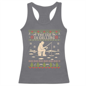 Funny Christmas Ice Fishing Racerback Tank Top Merry Fishmas Fish Fishing Ugly Xmas TS10 Charcoal Print Your Wear