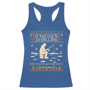 Funny Christmas Ice Fishing Racerback Tank Top Merry Fishmas Fish Fishing Ugly Xmas TS10 Royal Blue Print Your Wear