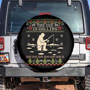Funny Christmas Ice Fishing Spare Tire Cover Merry Fishmas Fish Fishing Ugly Xmas TS10 No hole Black Print Your Wear