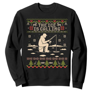Funny Christmas Ice Fishing Sweatshirt Merry Fishmas Fish Fishing Ugly Xmas TS10 Black Print Your Wear