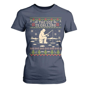 Funny Christmas Ice Fishing T Shirt For Women Merry Fishmas Fish Fishing Ugly Xmas TS10 Navy Print Your Wear