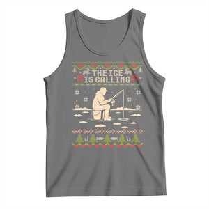 Funny Christmas Ice Fishing Tank Top Merry Fishmas Fish Fishing Ugly Xmas TS10 Black Heather Print Your Wear