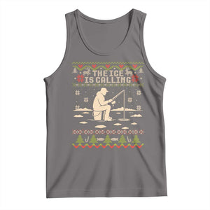 Funny Christmas Ice Fishing Tank Top Merry Fishmas Fish Fishing Ugly Xmas TS10 Deep Heather Print Your Wear