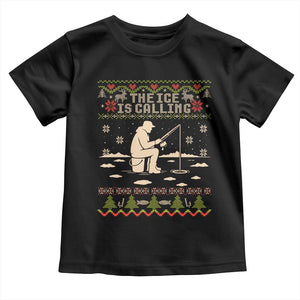 Funny Christmas Ice Fishing Toddler T Shirt Merry Fishmas Fish Fishing Ugly Xmas TS10 Black Print Your Wear