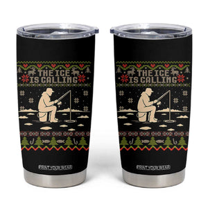 Funny Christmas Ice Fishing Tumbler Cup Merry Fishmas Fish Fishing Ugly Xmas TS10 Black Print Your Wear