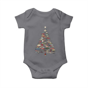 Fishing Lure Christmas Tree Baby Onesie Retro Fisherman Xmas Fish Fly TS10 Charcoal Print Your Wear