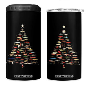 Fishing Lure Christmas Tree 4 in 1 Can Cooler Tumbler Retro Fisherman Xmas Fish Fly TS10 One Size: 16 oz Black Print Your Wear