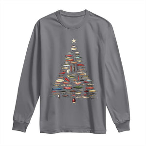 Fishing Lure Christmas Tree Long Sleeve Shirt Retro Fisherman Xmas Fish Fly TS10 Charcoal Print Your Wear