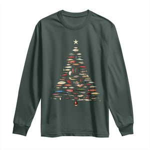 Fishing Lure Christmas Tree Long Sleeve Shirt Retro Fisherman Xmas Fish Fly TS10 Dark Forest Green Print Your Wear