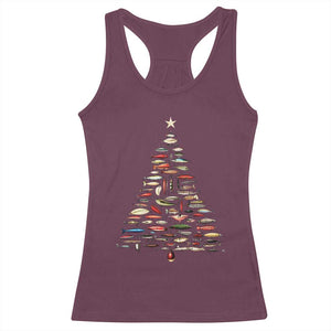Fishing Lure Christmas Tree Racerback Tank Top Retro Fisherman Xmas Fish Fly TS10 Maroon Print Your Wear