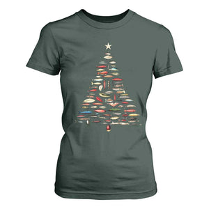 Fishing Lure Christmas Tree T Shirt For Women Retro Fisherman Xmas Fish Fly TS10 Dark Forest Green Print Your Wear