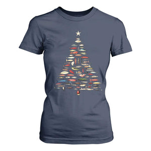 Fishing Lure Christmas Tree T Shirt For Women Retro Fisherman Xmas Fish Fly TS10 Navy Print Your Wear