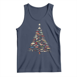 Fishing Lure Christmas Tree Tank Top Retro Fisherman Xmas Fish Fly TS10 Navy Print Your Wear