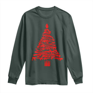Funny Guns Christmas Long Sleeve Shirt 2nd Amendment Xmas Tree Gun Lovers TS10 Dark Forest Green Print Your Wear