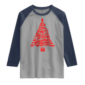 Funny Guns Christmas Raglan Shirt 2nd Amendment Xmas Tree Gun Lovers TS10 Sport Gray Navy Print Your Wear