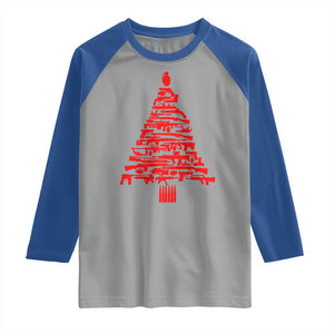 Funny Guns Christmas Raglan Shirt 2nd Amendment Xmas Tree Gun Lovers TS10 Sport Gray Royal Print Your Wear