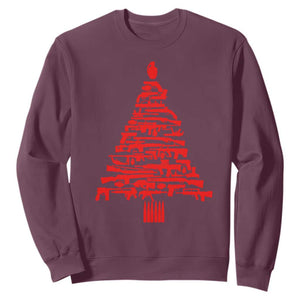 Funny Guns Christmas Sweatshirt 2nd Amendment Xmas Tree Gun Lovers TS10 Maroon Print Your Wear