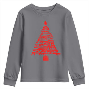 Funny Guns Christmas Youth Sweatshirt 2nd Amendment Xmas Tree Gun Lovers TS10 Charcoal Print Your Wear