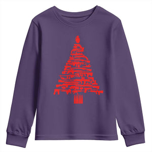 Funny Guns Christmas Youth Sweatshirt 2nd Amendment Xmas Tree Gun Lovers TS10 Purple Print Your Wear