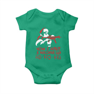 Now I Have A Machine Gun Baby Onesie Funny Retro Christmas 90s Movie Santa Gun Lovers TS10 Irish Green Print Your Wear