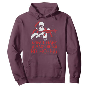 Now I Have A Machine Gun Hoodie Funny Retro Christmas 90s Movie Santa Gun Lovers TS10 Maroon Print Your Wear